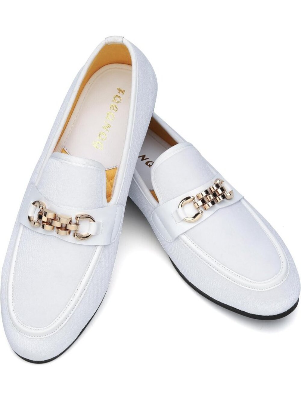 FQEQNQG Men's White Velvet Loafers Penny Slip On Smoking Luxury Wedding Shoes